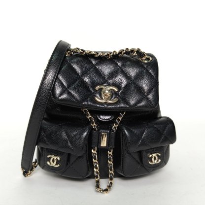 *CHANEL Duma Drawstring Flap Backpack Double Pocket Small 18cm-Hana Vintage