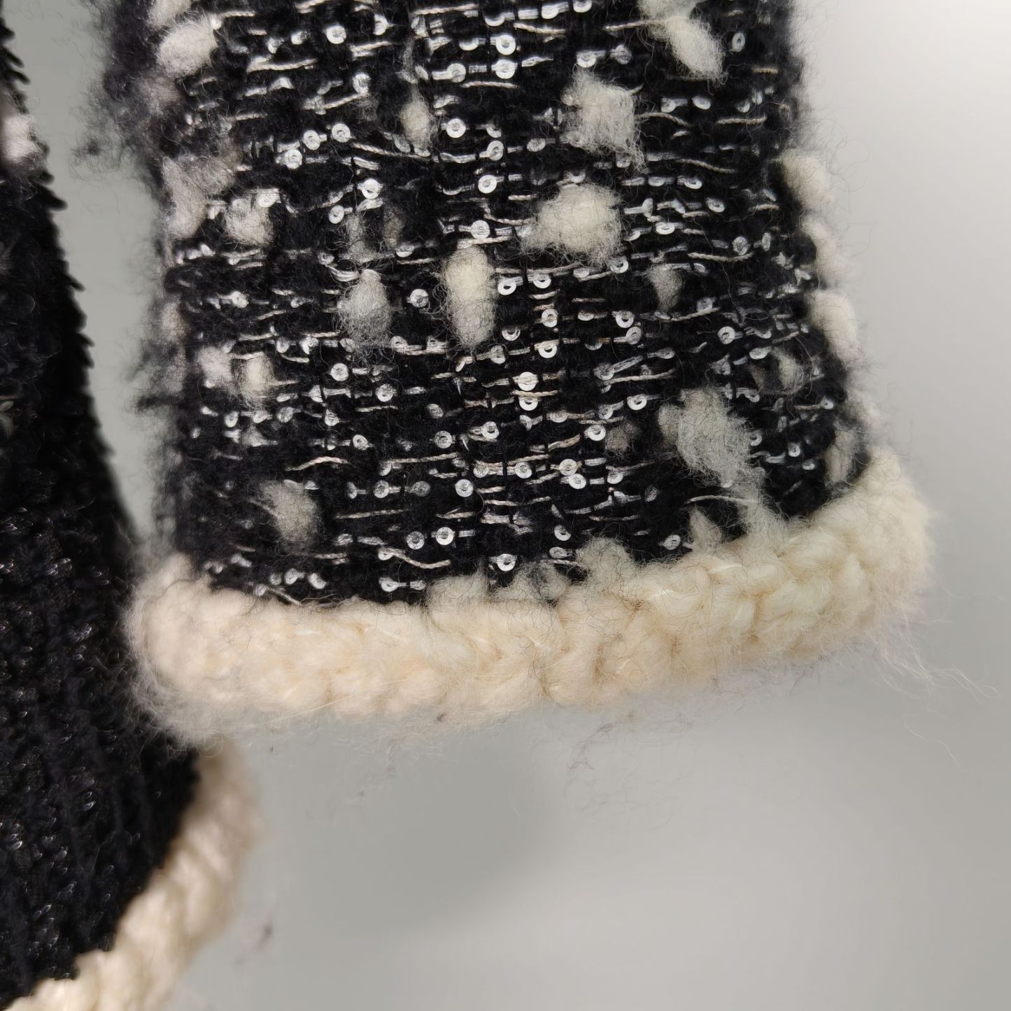 CHANEL Black and White Nylon 19K Tweed Snow Collection 36