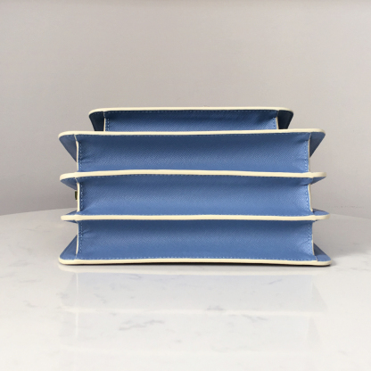 Marni Accordion Bag Medium, Earth Yellow with Dark Green and Sky Blue