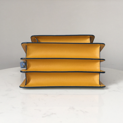 Marni Accordion Bag Medium, Beige with Ginger Yellow