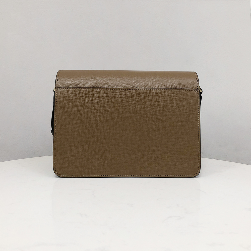 Marni Accordion Bag Medium, Coffee Brown with Grayish White