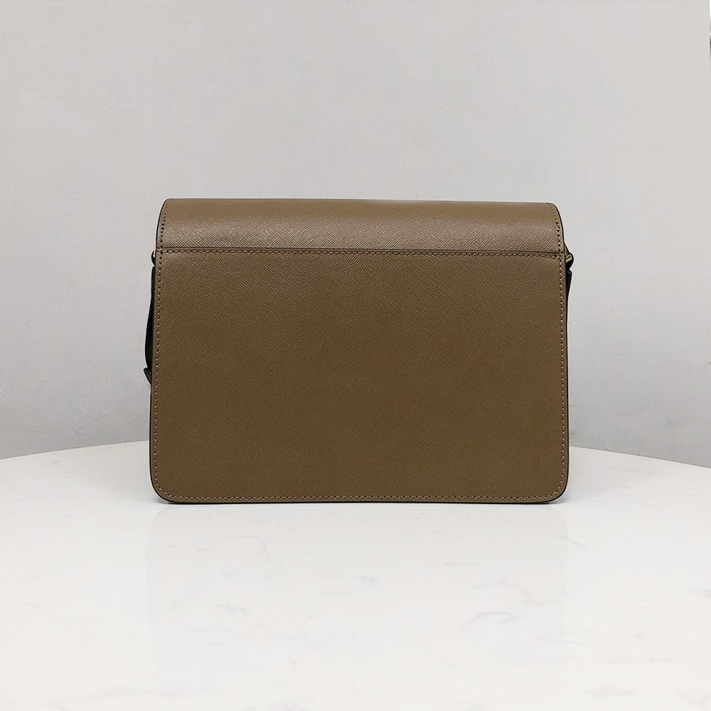 Marni Accordion Bag Medium, Coffee Brown with Grayish White