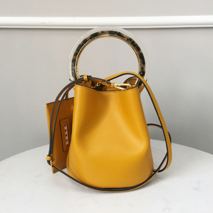 Marni Small Bucket Bag, Ginger Yellow with Transparent Handle