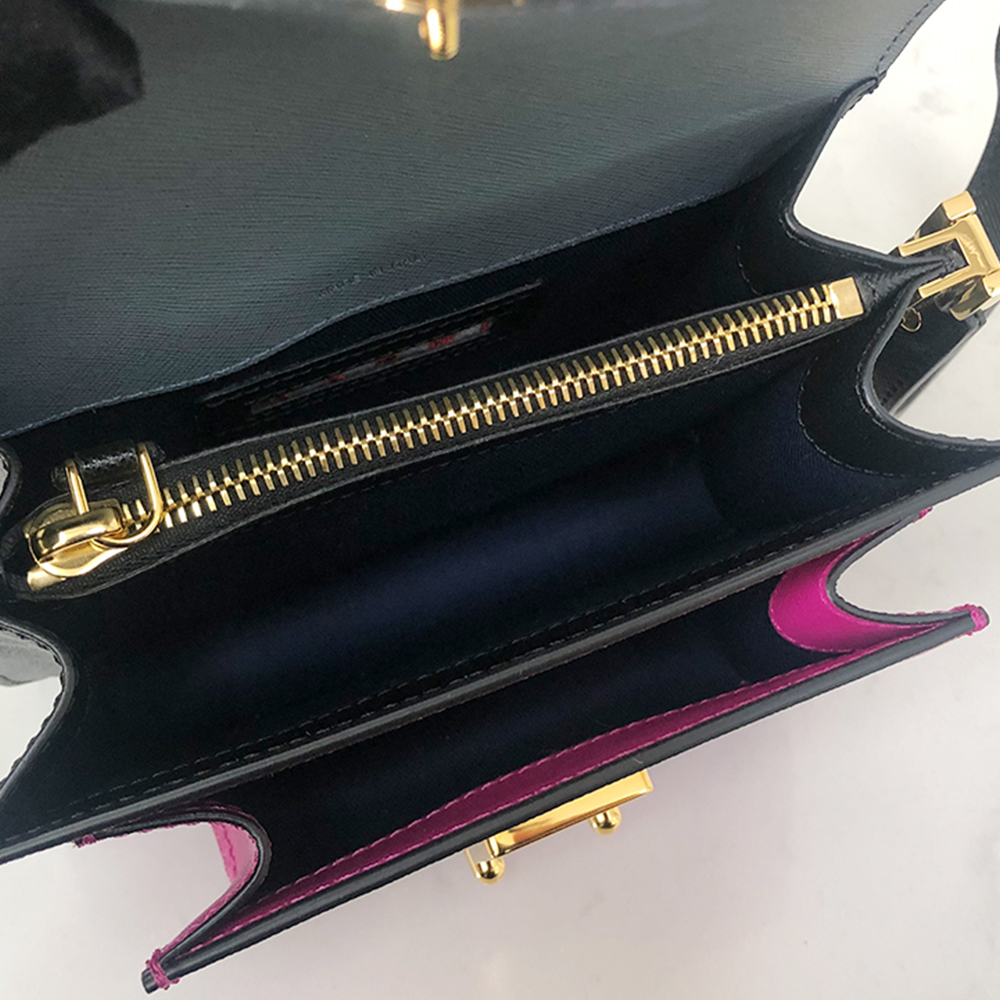 Marni Mini Accordion Bag, Misty Blue and Rose Red