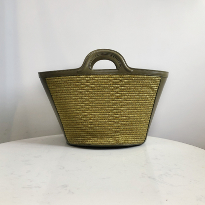 Marni Woven Basket Small, Olive Green