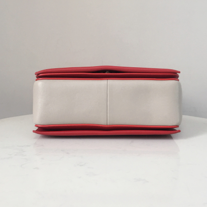 Celine Frame Bag with Wide Strap in Pop Red and Trench Gray