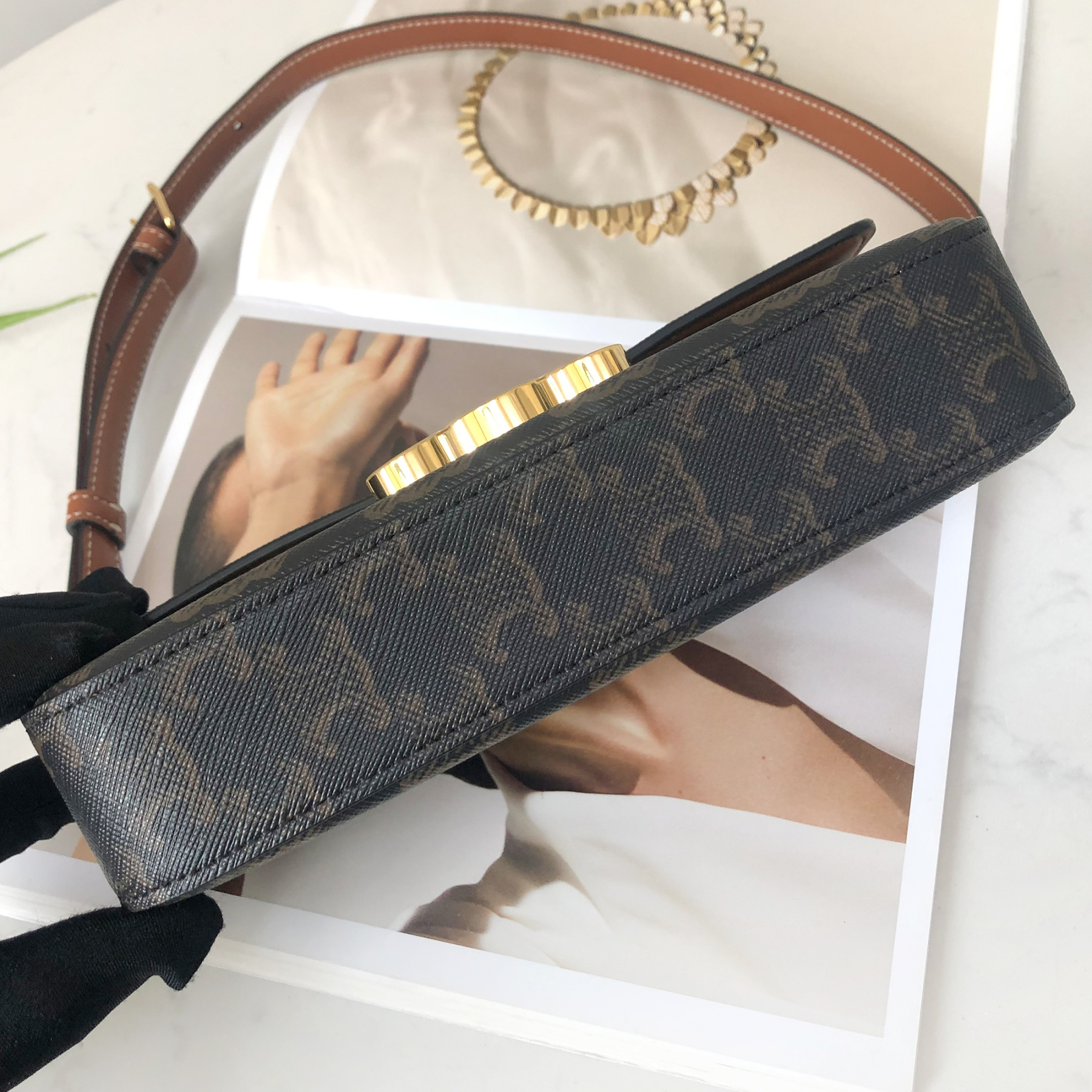 Celine Rectangular Monogram Triomphe Bag
