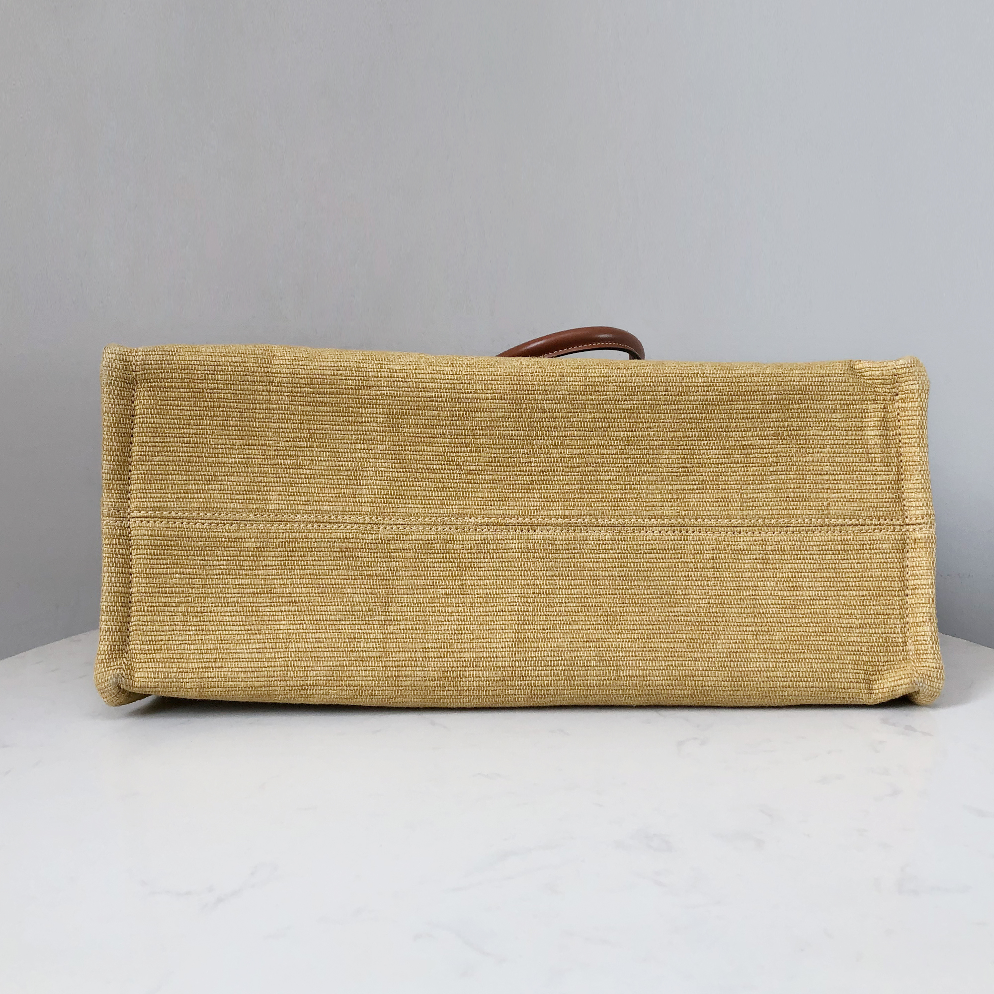 Celine Beige Woven Calfskin Triomphe Shopping Bag