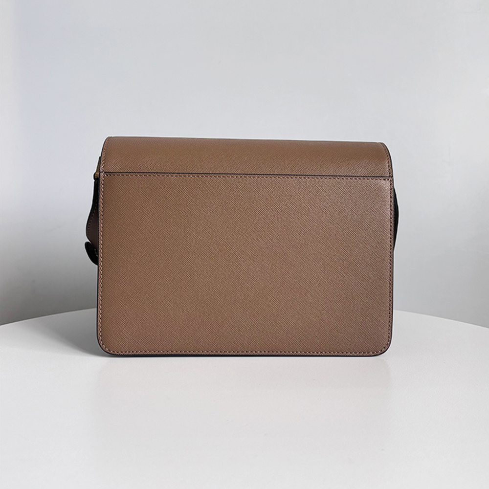 Marni Medium Accordion Bag, Coffee Brown Cross Pattern