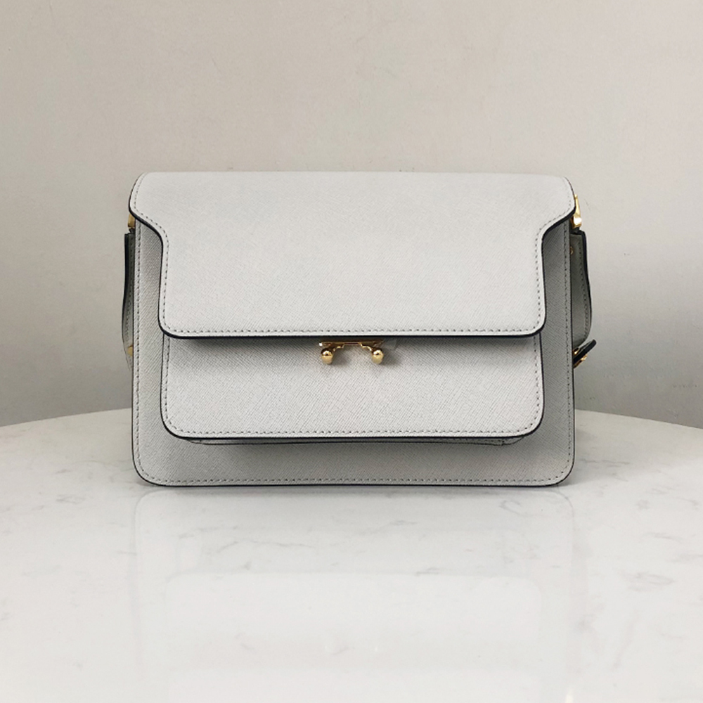 Marni Medium Accordion Bag, Wall Gray and White Cross Pattern