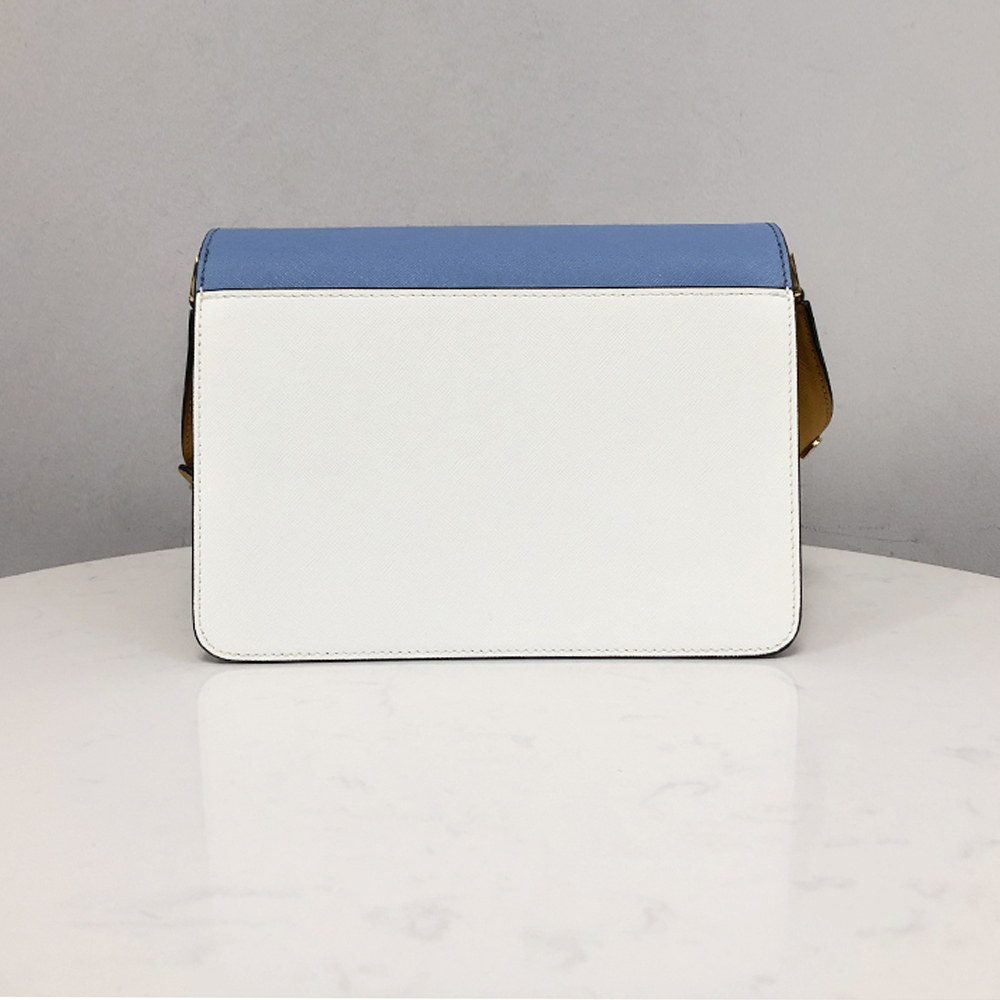 Marni Medium Accordion Bag, Sky Blue and White