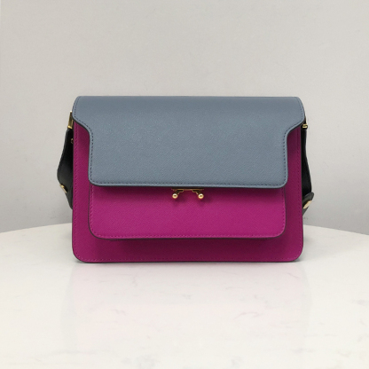 Marni Accordion Bag Medium Misty Blue and Rose Red