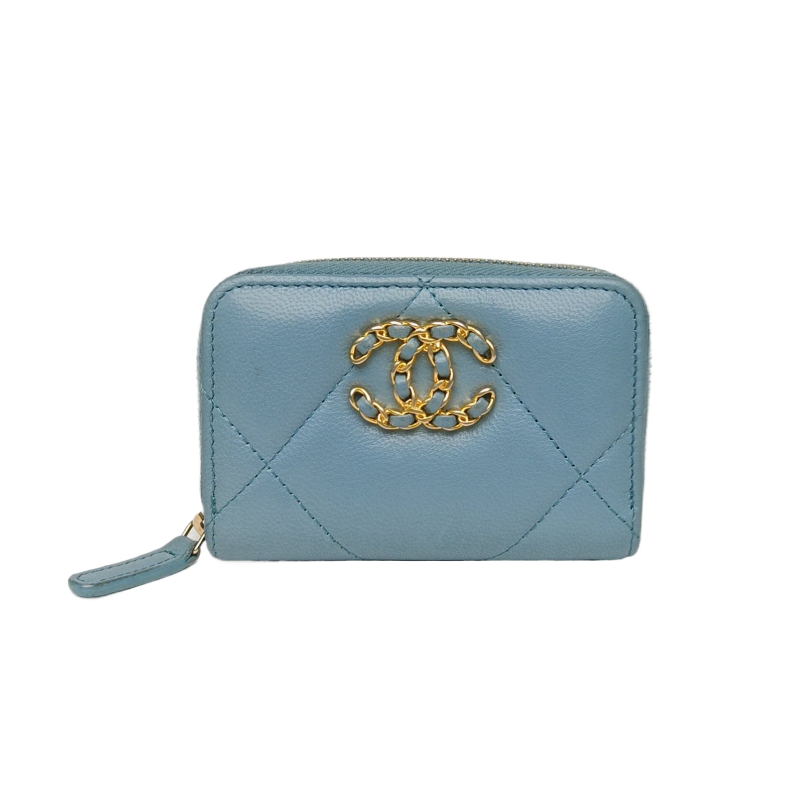 *CHANEL Blue 2020 Gold Hardware 19bag Wallet Card Holder-Hana Vintage