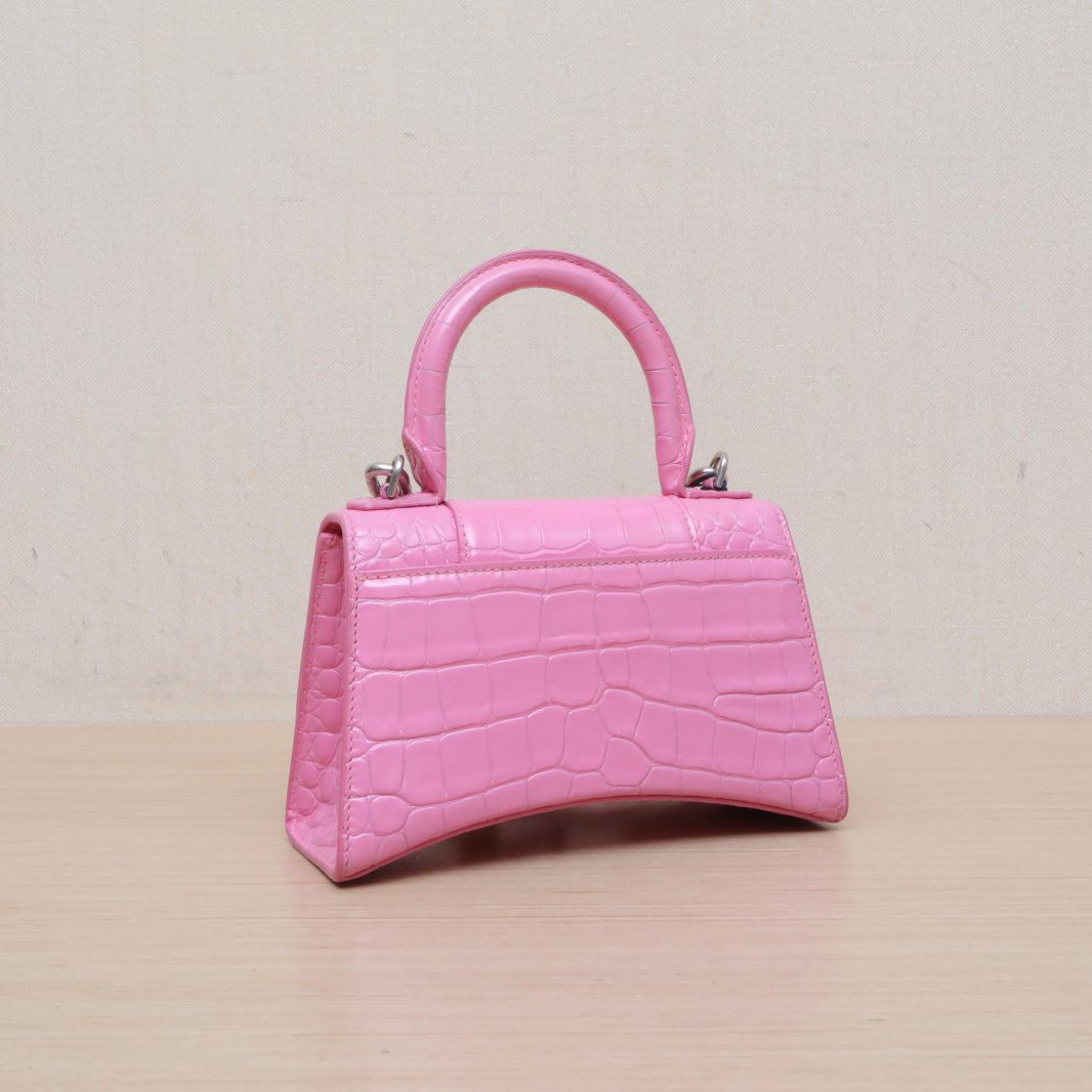 *BALENCIAGA Hourglass XS Crocodile Embossed Sliver Hardware-Hana Vintage