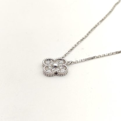 VAN CLEEF&ARPELS Vintage Alhambra Medium Single Flower Necklace Full Diamond Diamond,18K White Gold-Hana Vintage