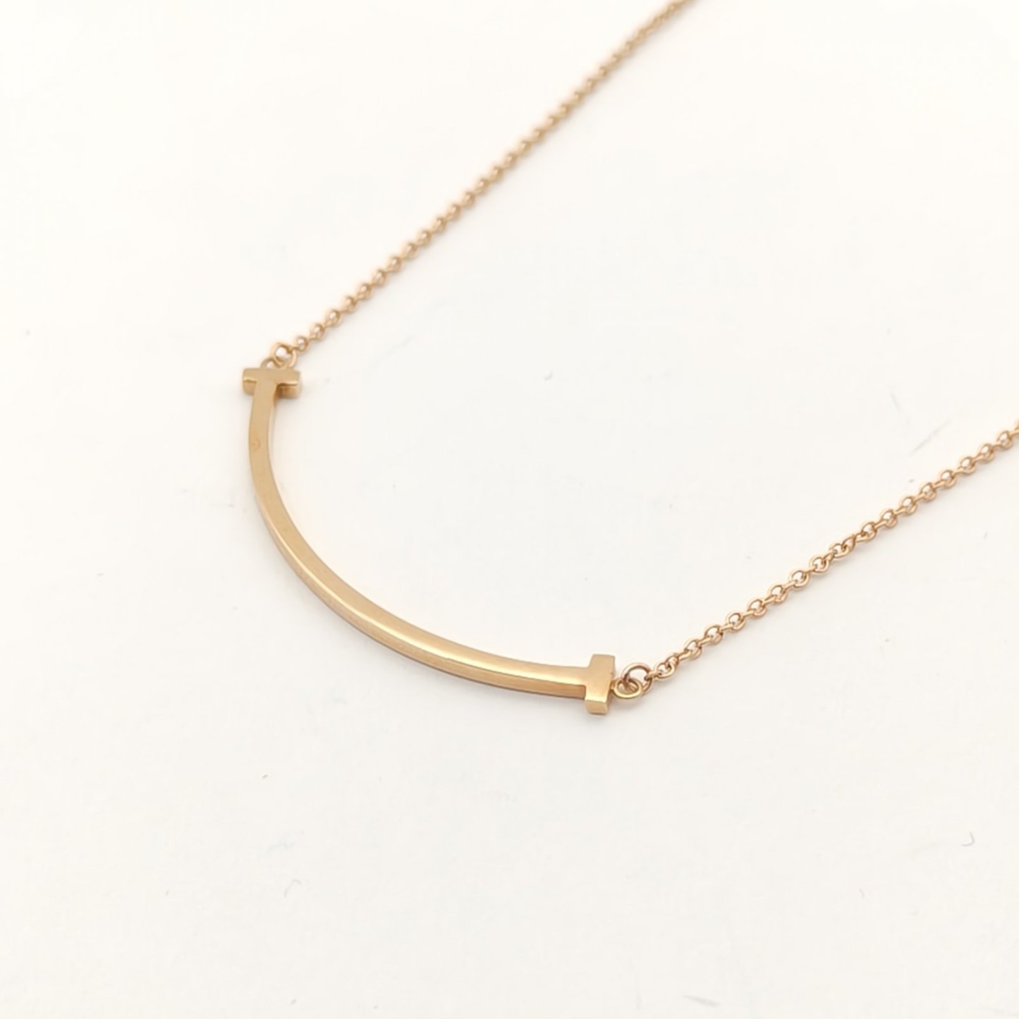 TIFFANY&CO Tiffany T Smile Necklace Small 18K Rose Gold-Hana Vintage