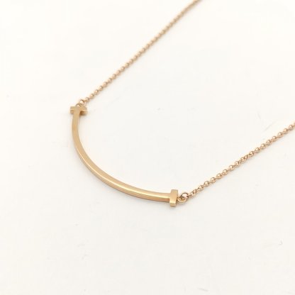 TIFFANY&CO Tiffany T Smile Necklace Small 18K Rose Gold-Hana Vintage