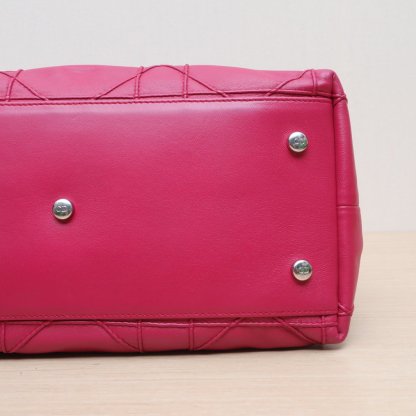 DIOR Rose Red Silver Hardware 2011 Granville Classic Quilted Handbag