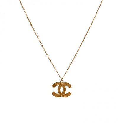 CHANEL Wheat Ear Double C Necklace Alloy