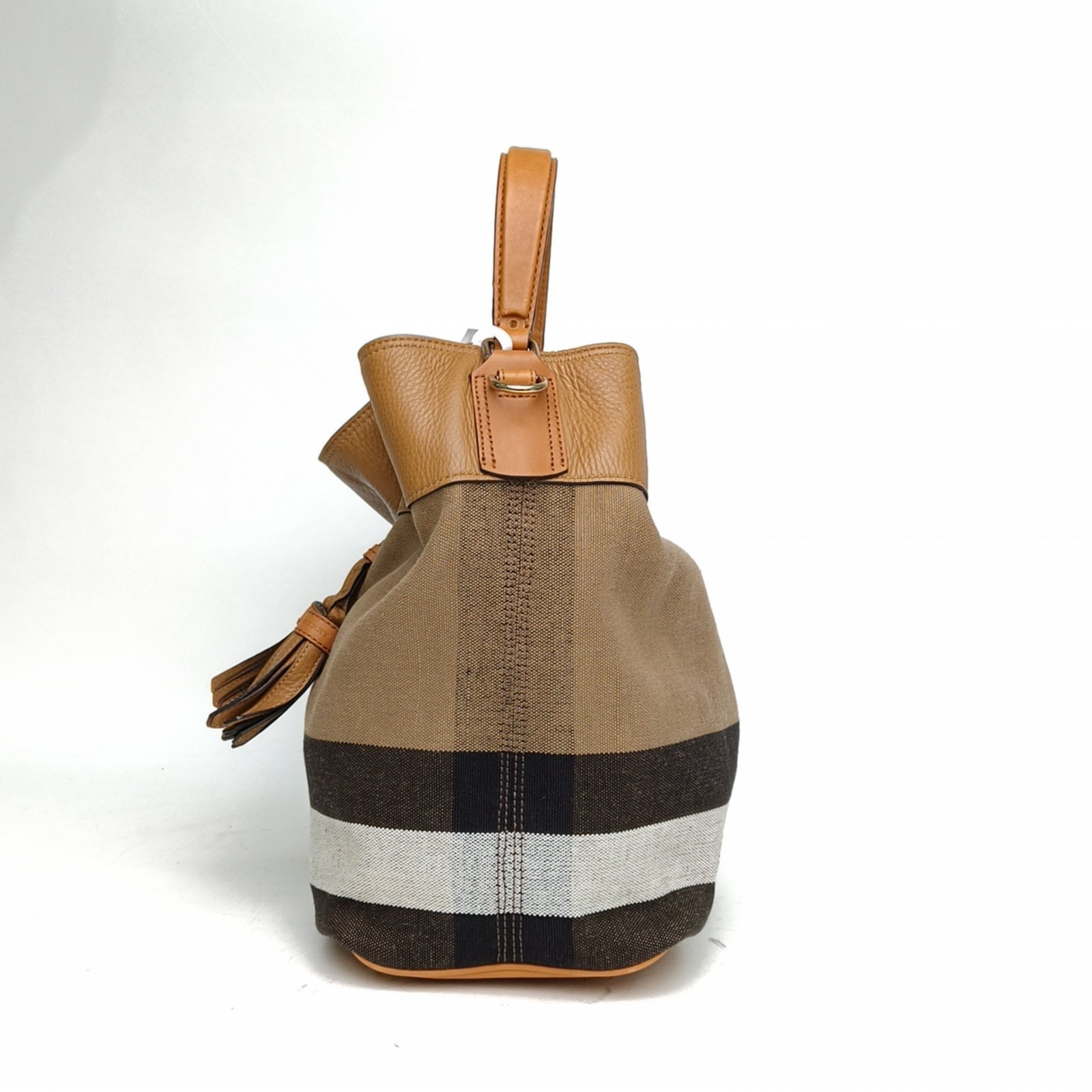 Burberry Burberry Check Canvas Gold Hardware With Detachable Pouch Bucket Bag-Hana Vintage