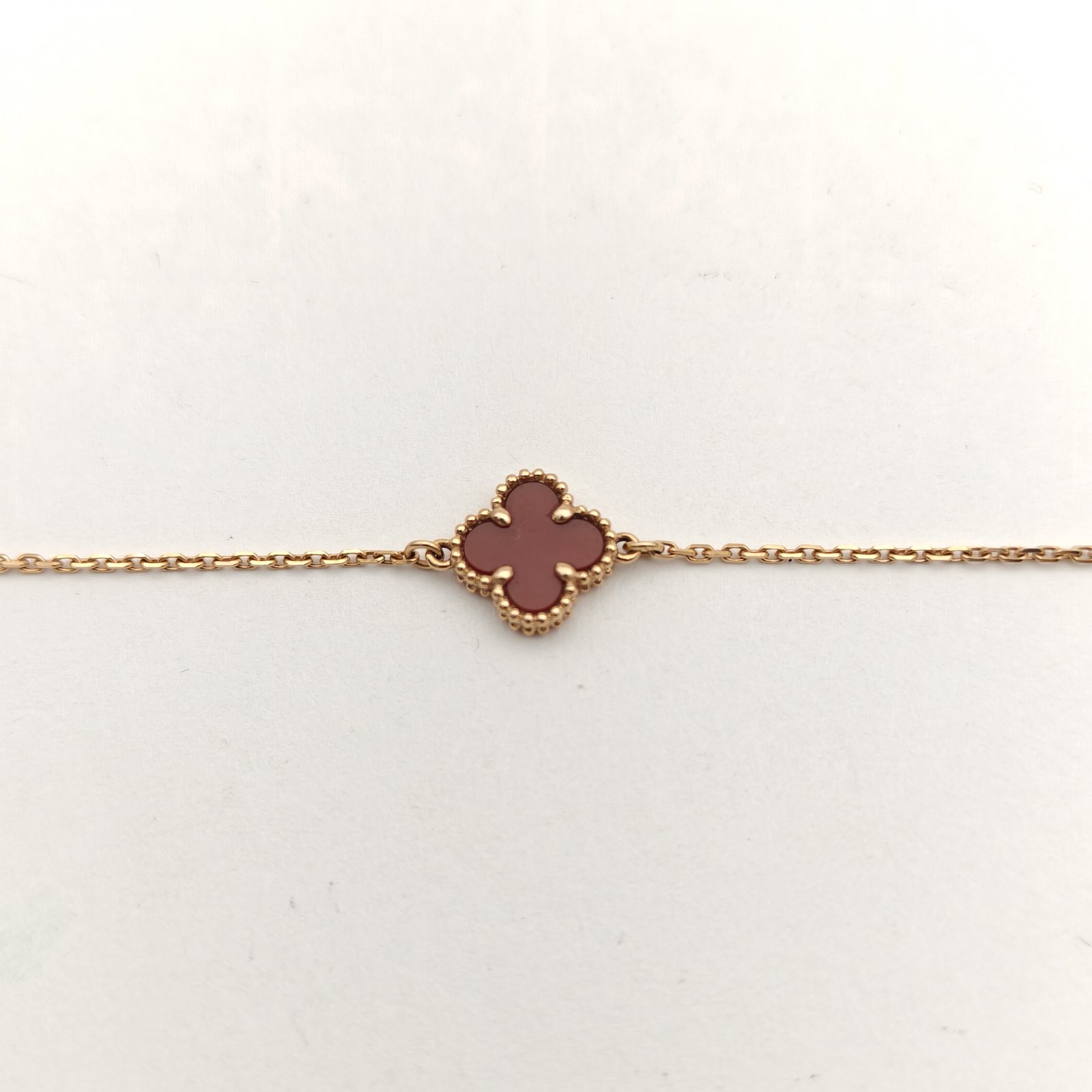 VAN CLEEF&ARPELS Sweet Alhambra Small Single Flower Bracelet New Clasp 18K Rose Gold,Carnelian-Hana Vintage