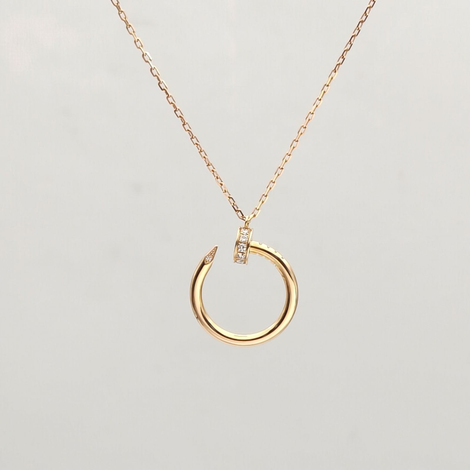 CARTIER JUSTE UN CLOU 18K Gold 14 Diamonds Necklace 18K Rose Gold,Diamond-Hana Vintage