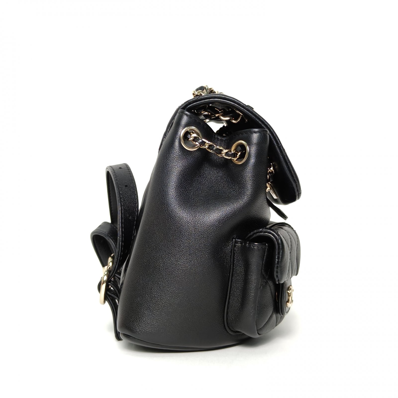 *CHANEL 23A Duma Drawstring Flap Backpack Double Pocket Small 18cm-Hana Vintage