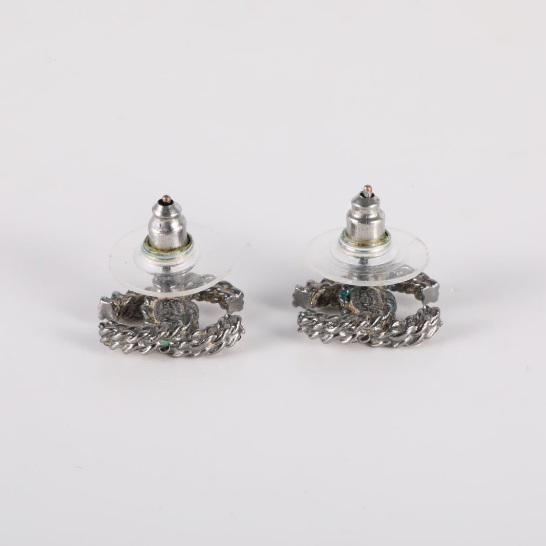 CHANEL Double C Earrings 18V Alloy