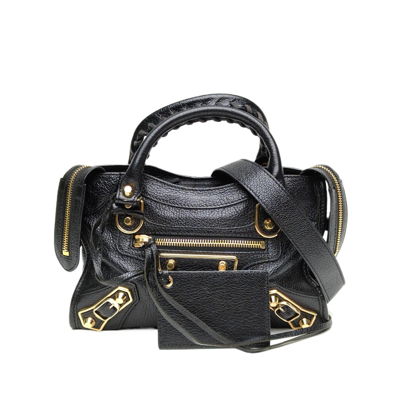 *BALENCIAGA CLASSIC METALLIC EDGE CITY Metal Motorcycle Bag Mini 24cm-Hana Vintage