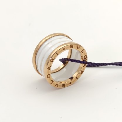 BVLGARI B.ZERO1 Coil Ring 18K Rose Gold,White Ceramic-Hana Vintage