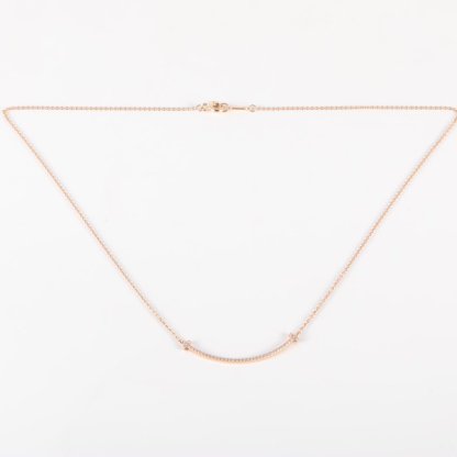 *TIFFANY&CO Tiffany T Smile Necklace Small Size Full Diamonds 18K Rose Gold,Diamond