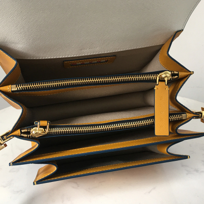 Marni Accordion Bag Medium, Beige with Ginger Yellow