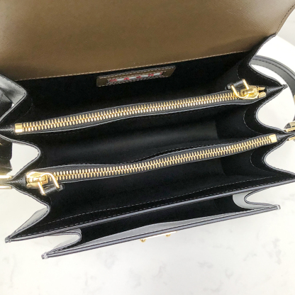 Marni Accordion Bag Medium, Coffee Brown with Grayish White