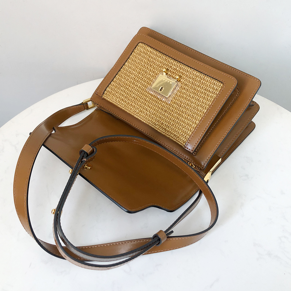 Marni Woven Accordion Bag, Brown