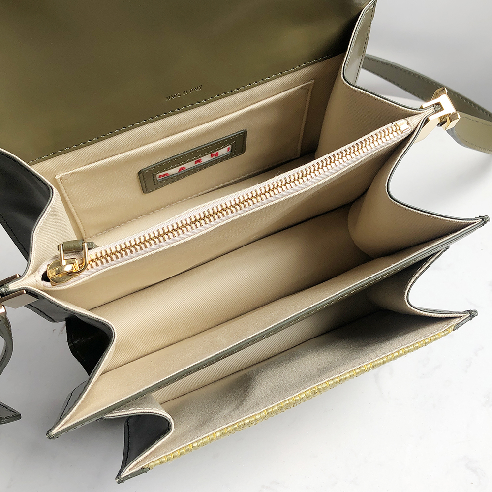 Marni Woven Accordion Bag, Olive Green