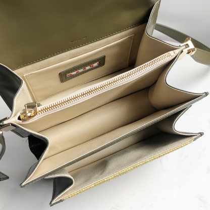 Marni Woven Accordion Bag, Olive Green