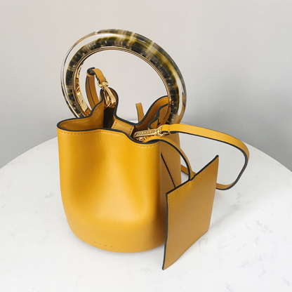 Marni Small Bucket Bag, Ginger Yellow with Transparent Handle