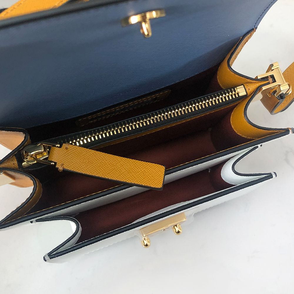 Marni Mini Accordion Bag, Sky Blue and White