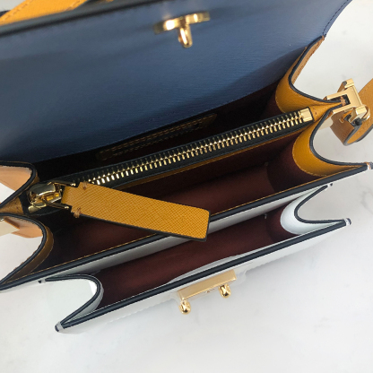 Marni Mini Accordion Bag, Sky Blue and White