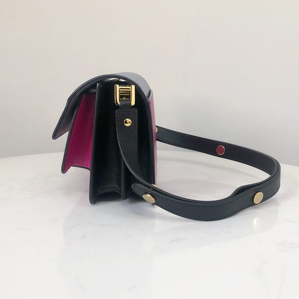 Marni Mini Accordion Bag, Misty Blue and Rose Red