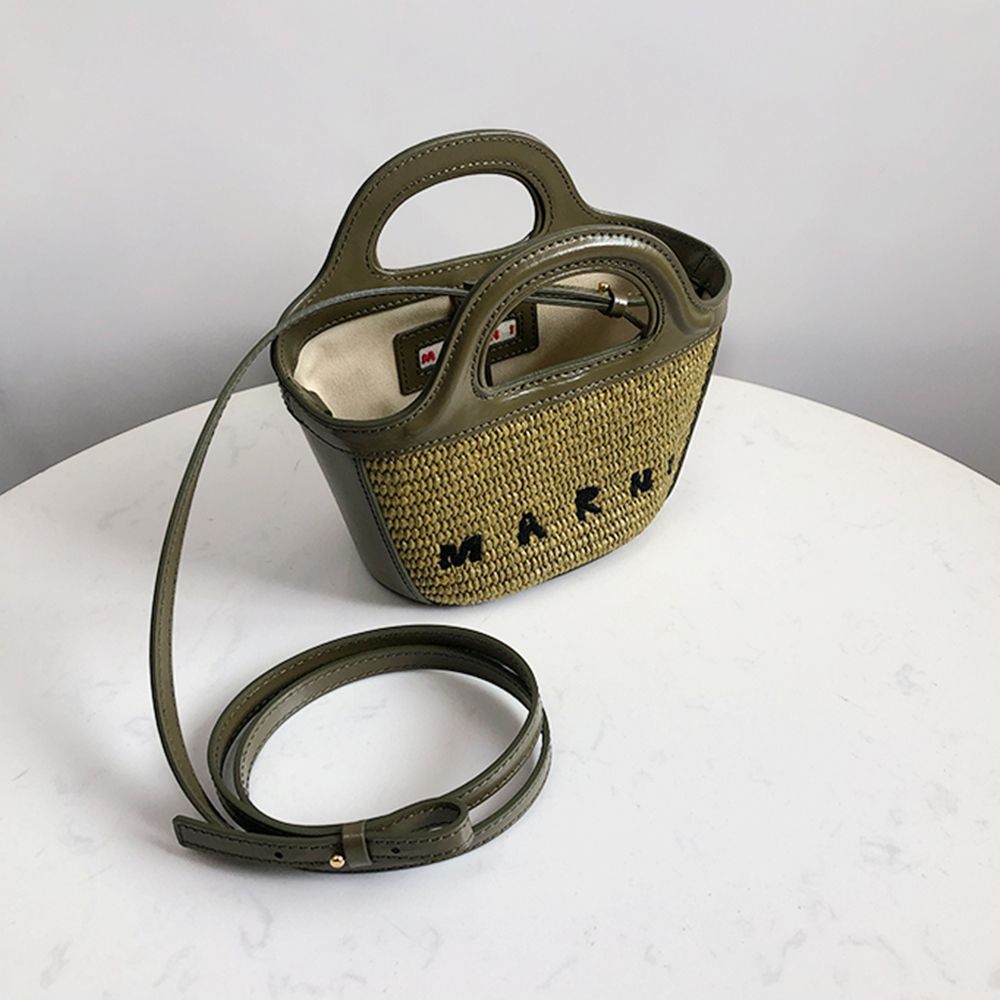 Marni Woven Basket MINI, Olive Green
