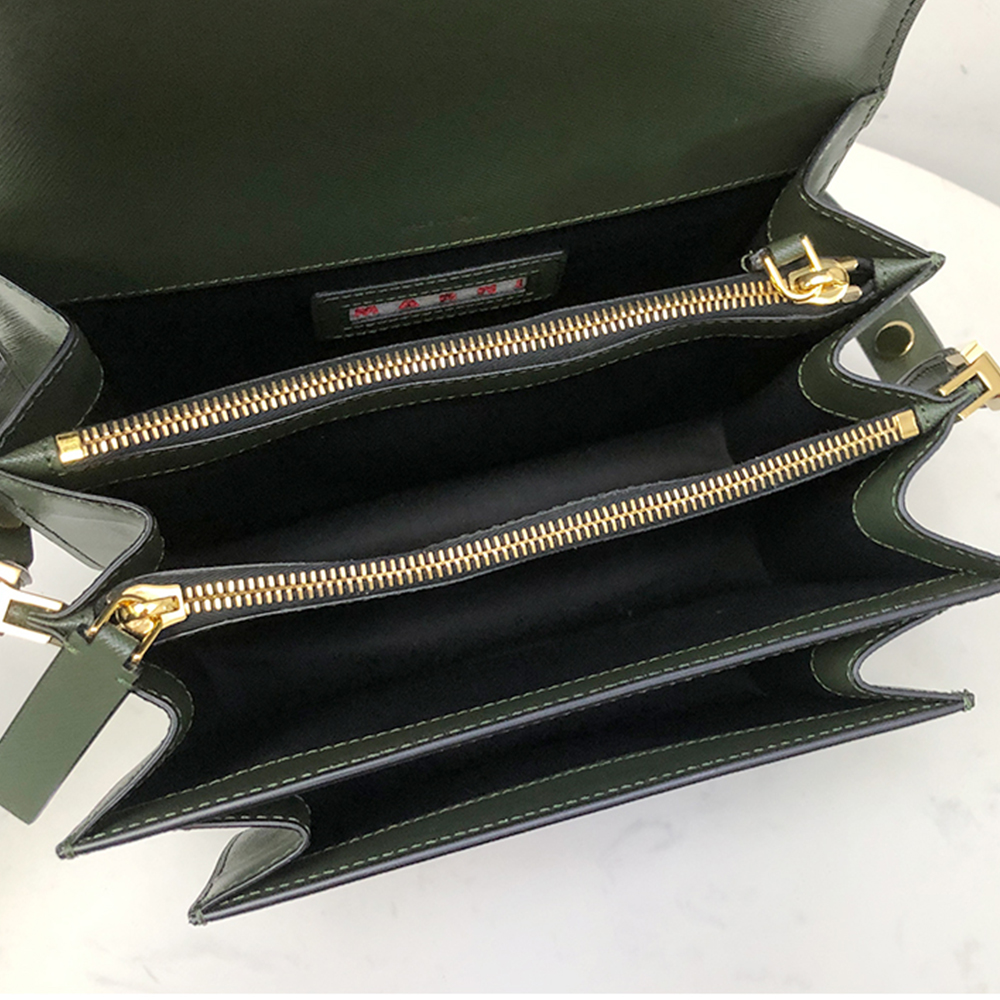 Marni Medium Accordion Bag, Postman Green Cross Pattern