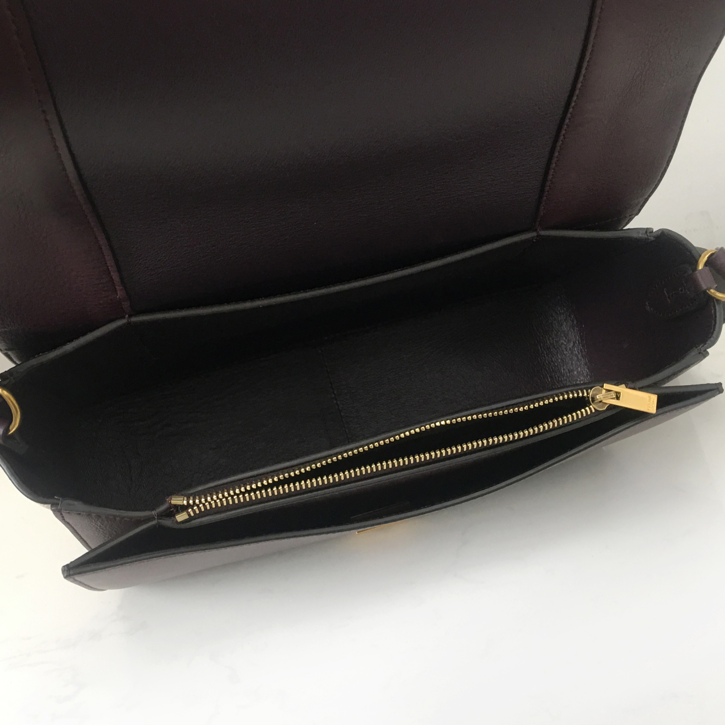 Celine Frame Bag with Wide Strap in Desert White and Burgundy