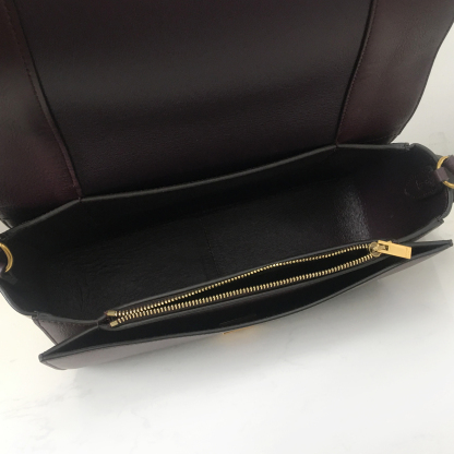 Celine Frame Bag with Wide Strap in Desert White and Burgundy