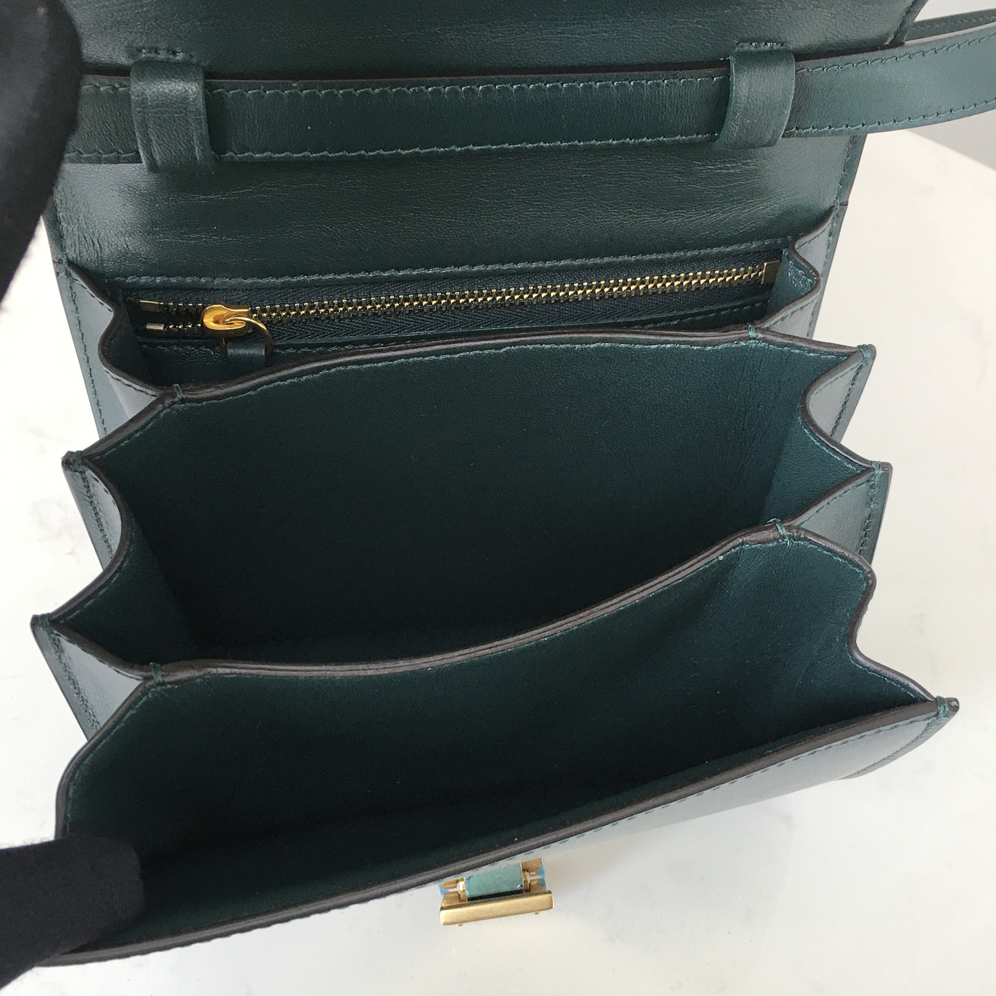 Celine Small Box Bag in Postman Green with Gold Hardware