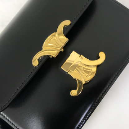 Celine Teen Triomphe Bag in Black Calfskin