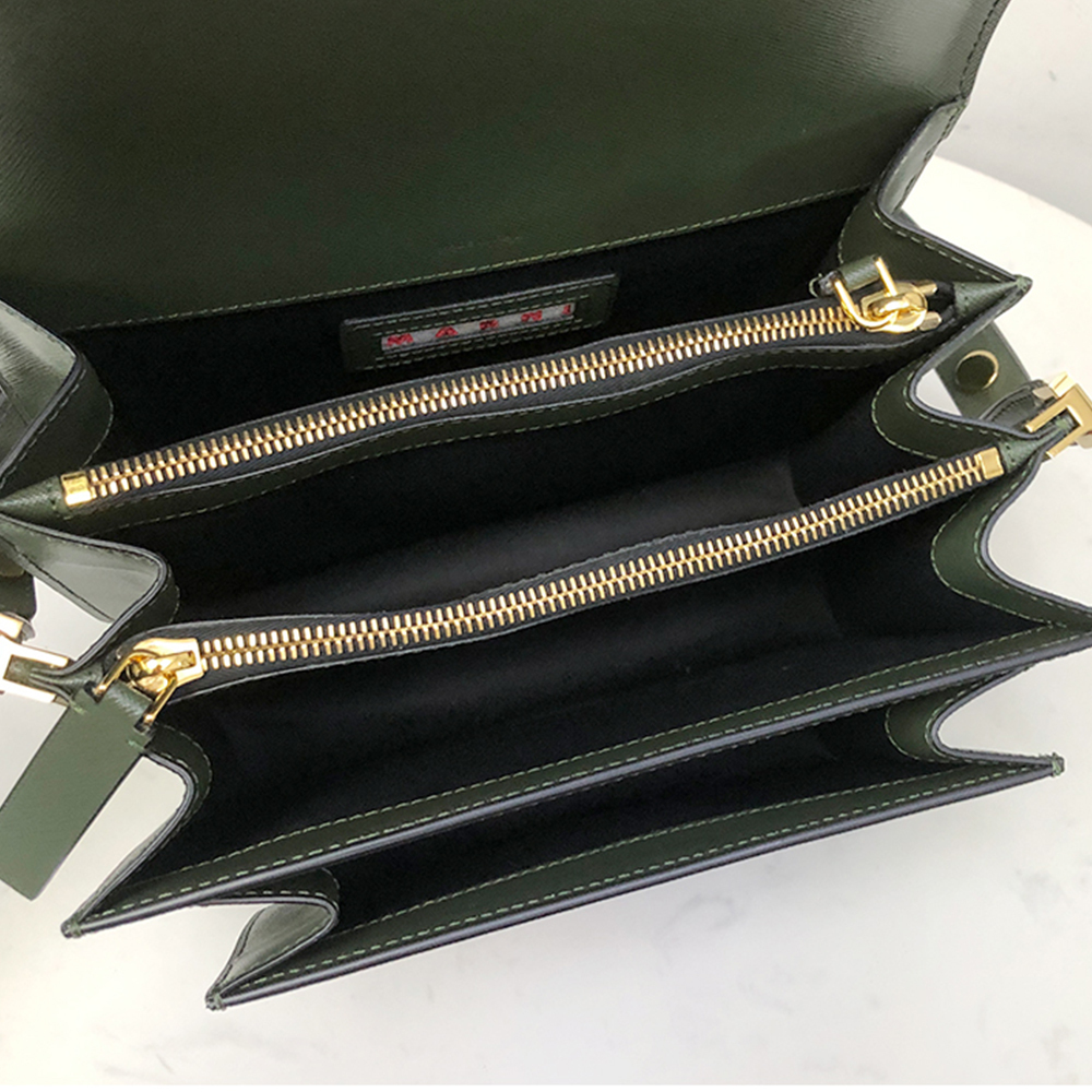 Marni Medium Accordion Bag, Postman Green Cross Pattern