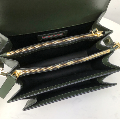 Marni Medium Accordion Bag, Postman Green Cross Pattern