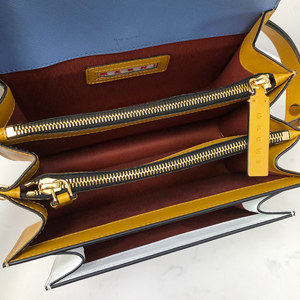 Marni Medium Accordion Bag, Sky Blue and White