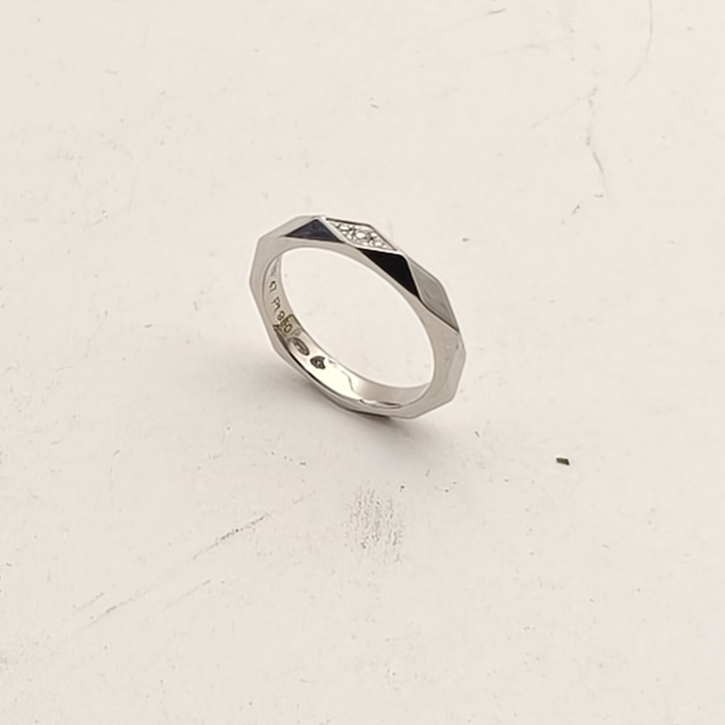 Boucheron Facette Collection Geometric Design Ring 47 Platinum 950,Diamond